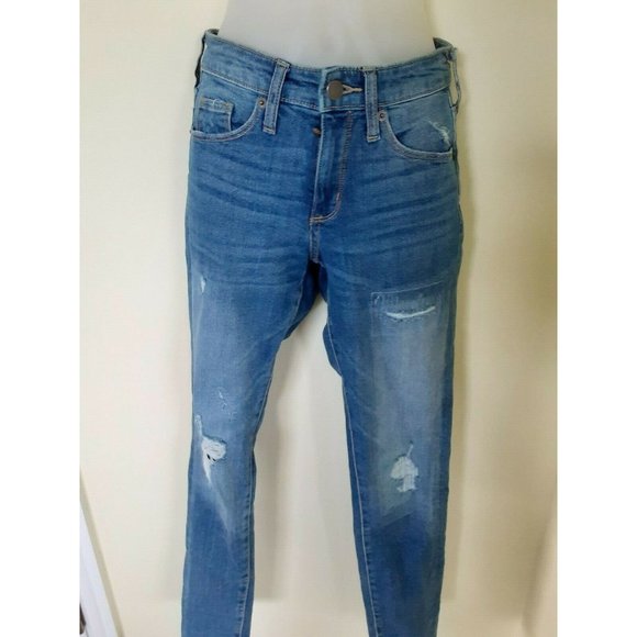 Universal Thread Women‎ Distressed Jeans SZ 00 24R Light Wash High Rise Skinny - Picture 6 of 11